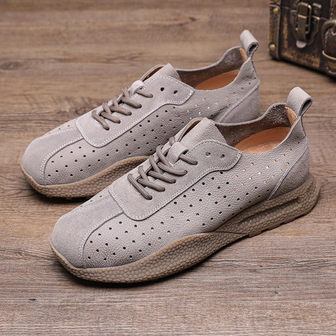 

25 Новых Маленьких Ароматных Стильных Спортивных Туфель на Толстой Подошве для Увеличения Роста Мужские Кожаные Универсальные Повседневные Дышащие Кроссовки для Папы Медведь 44