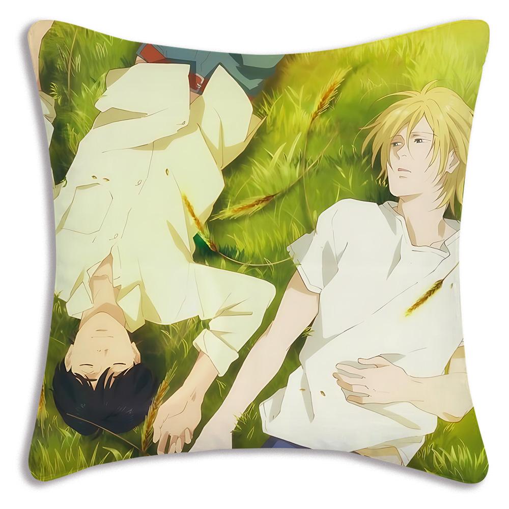 Anime Bananas F-Fish Pillow Covers Cartoon Sofa Decorative Home Double-sided Printing Short Plush Cute Cushion Cover