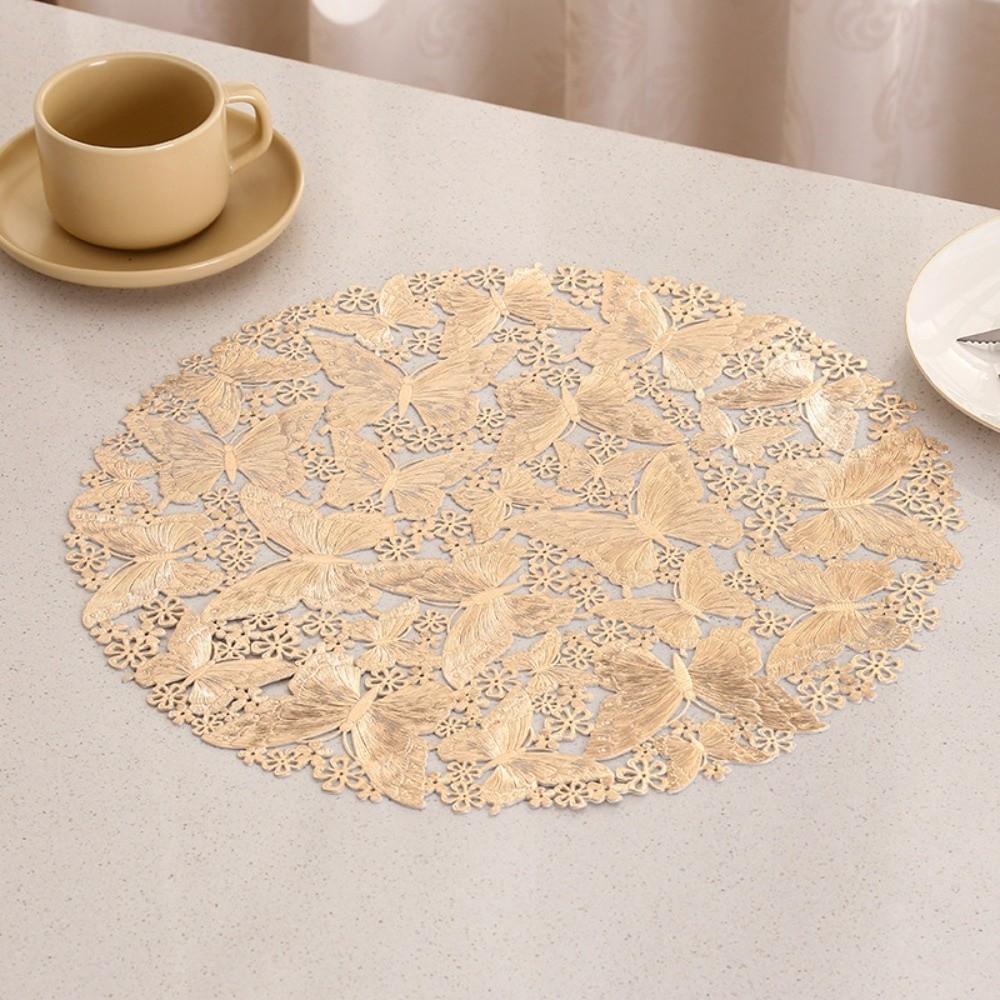 

Hollow Out Butterfly Placemat Heat Resistant Table Mat Fashion PVC Coaster for Dining Table