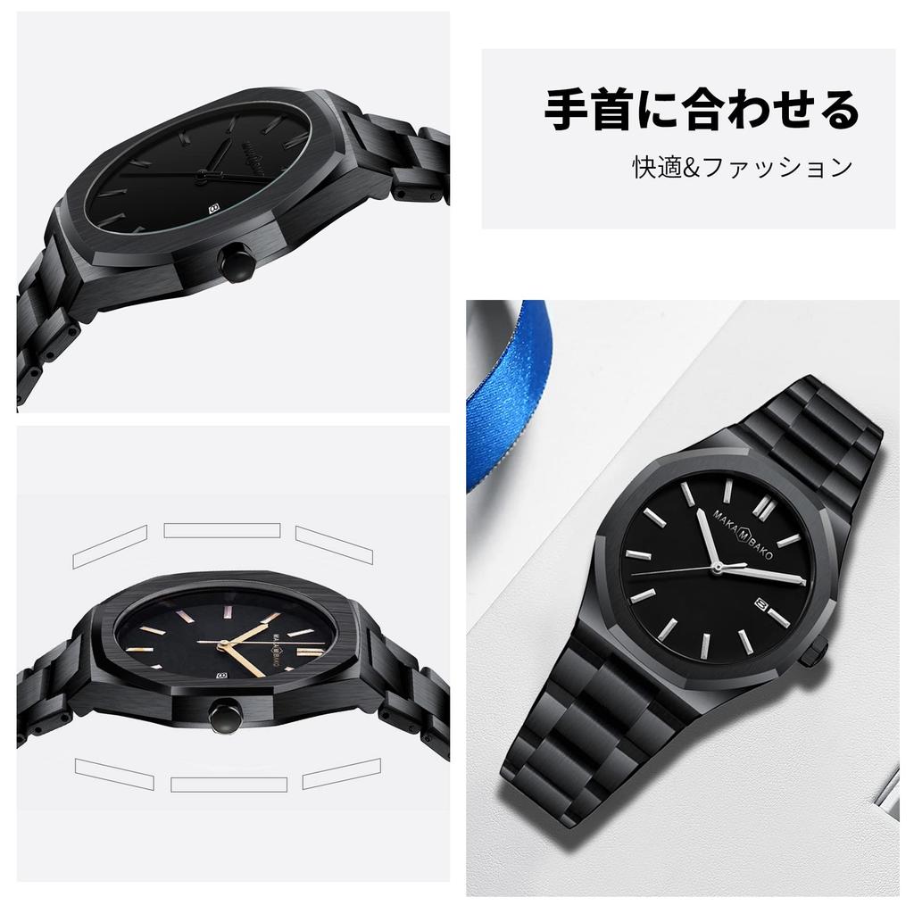 RORIOS Datum Kvarts Tillverkad i Japan För Affärsklocka för Svartbälte C Herrklocka, Populär, Enkel, Kalender, Display, Vattentät, Analog, Klocka,