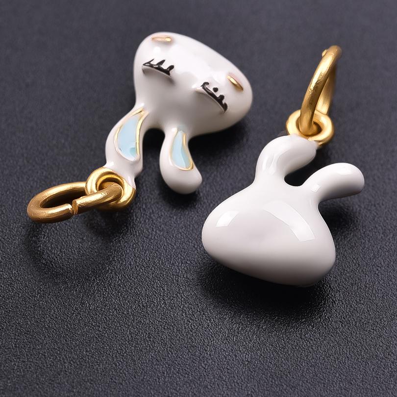 5pcs Kawaii Animal Pendant Enamel Charms For Jewelry Making Duck Bunny Elephant Lucky Fish Charm Handmade Materials Accessories