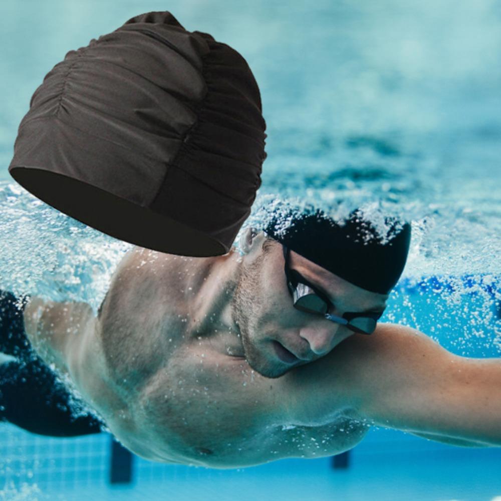 2PCS Polyester Swimming Caps Waterproof Lining Elastic Caps Swimming Pool