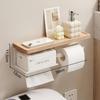 Punch-Free Walnut Toilet Paper Holder & Hand Wash Storage Rack