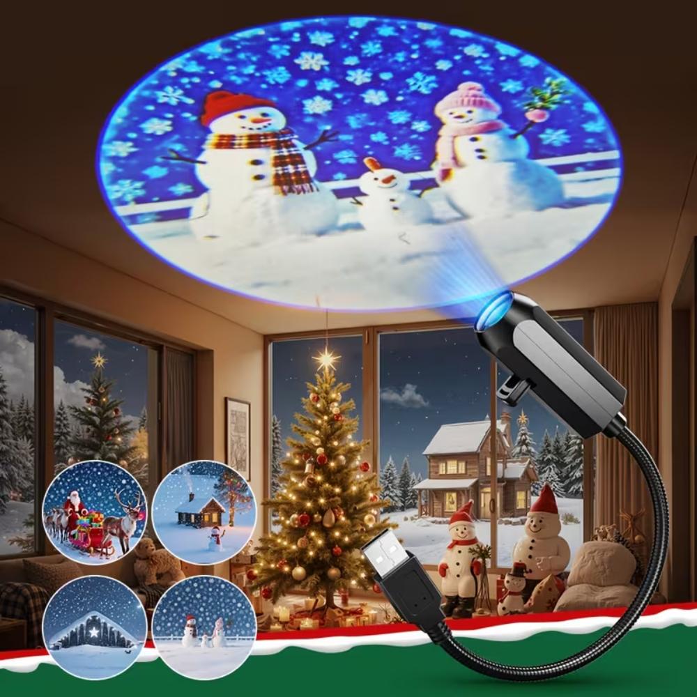 USB LED Christmas Projector Light 4/6/10 Modes Switchable Patterns Projector Atmosphere Light for Festival Party Ceiling Decor