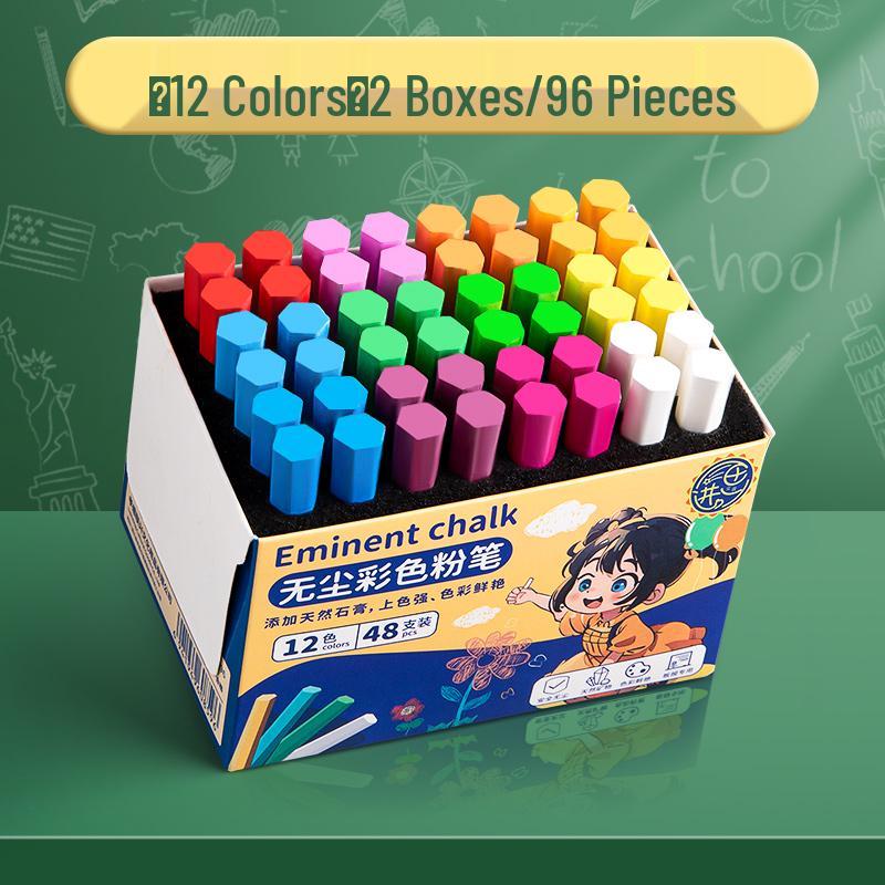 Dust-Free Bright Color Chalk for Kids - Keeps Hands Clean, Ideal for Teachers and Home Use.
