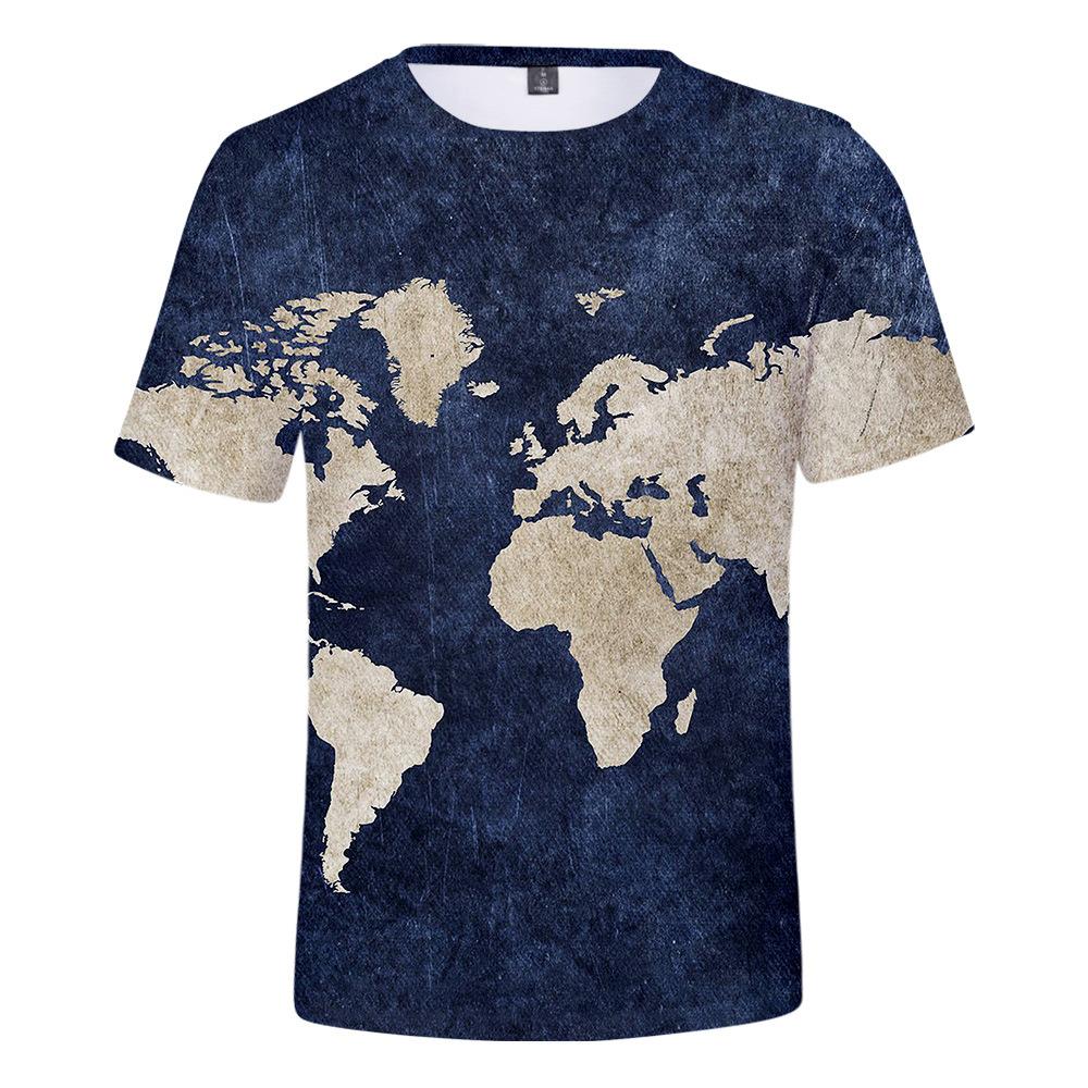 Casual Boys Girls 3d Printed World Map T-shirts Kids Hot Sale Unisex Short Sleeve Tops Children's Clothing