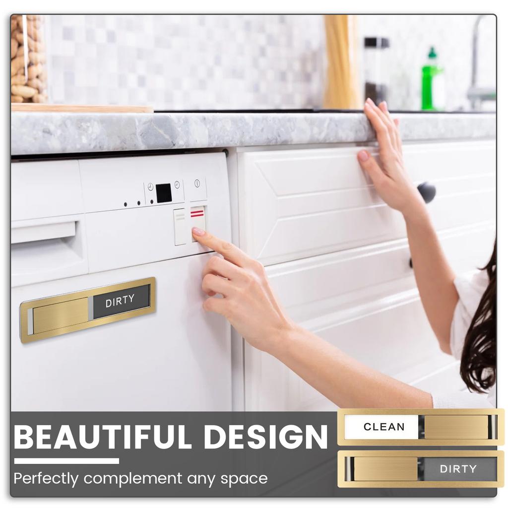 1 Pc Dishwasher Magnet Clean Dirty Sign Premium Stainless Steel Dishwasher Clean/Dirty Magnets with Sticker Adhesive for Home