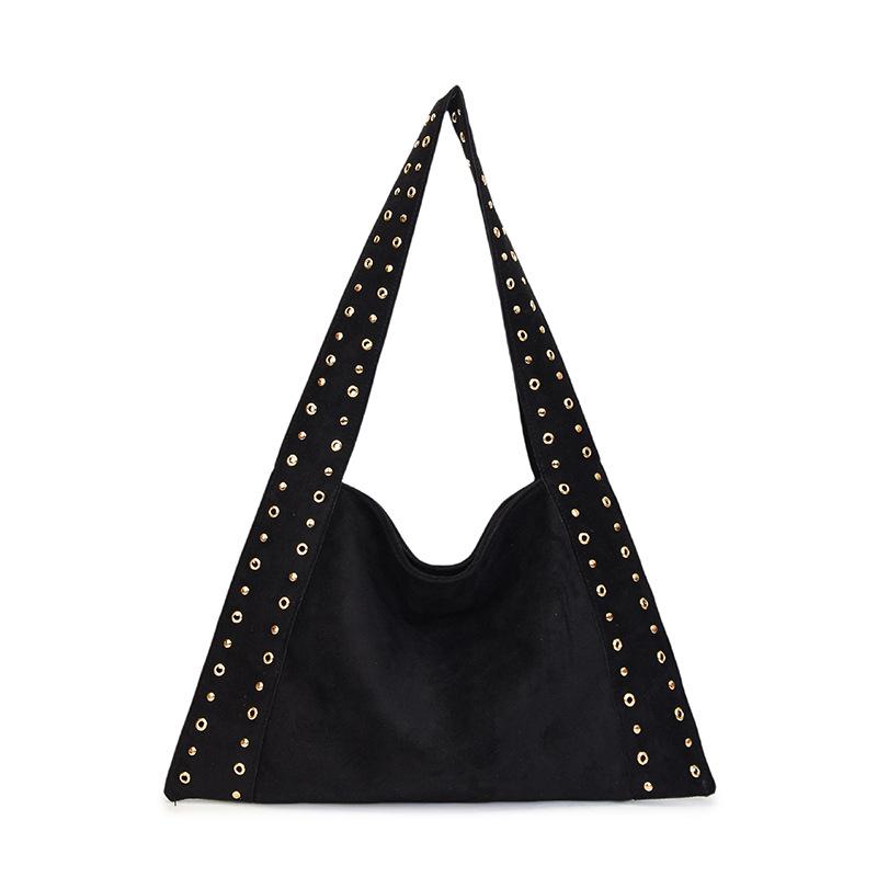 Women's Deerskin Tote with Metal Rivets - Spring/Summer 2025 Casual Shoulder Bag