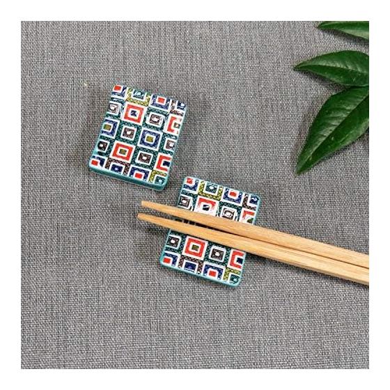 Waza no Kura Chopstick Rest Stylish Kutani Ware Pair Chopstick Rest Set Stone Paved Pottery Cutlery Rest Made in Japan