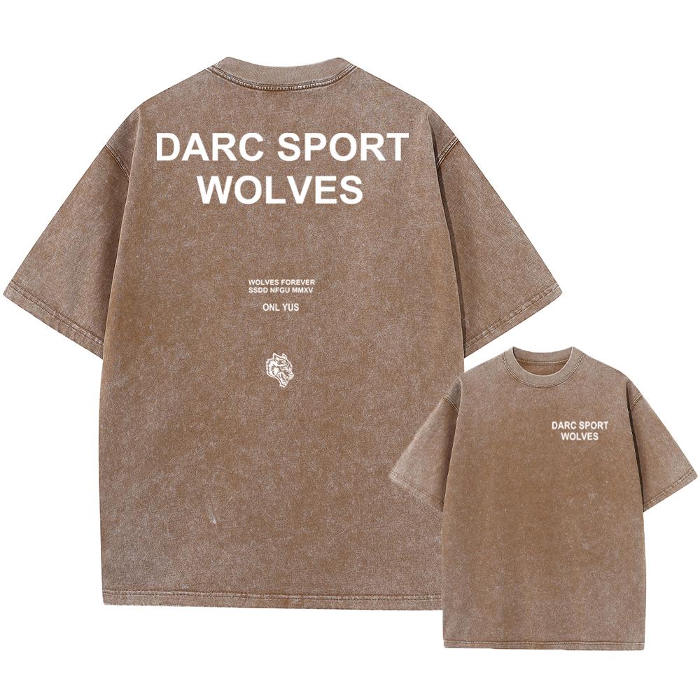 Darc Wolves Sport Vintage Washed T-shirty Siłownia Kulturystyka Oversized Mężczyźni Odzież Letnia Fitness TEE Ćwiczenia Darc Sport T-shirty