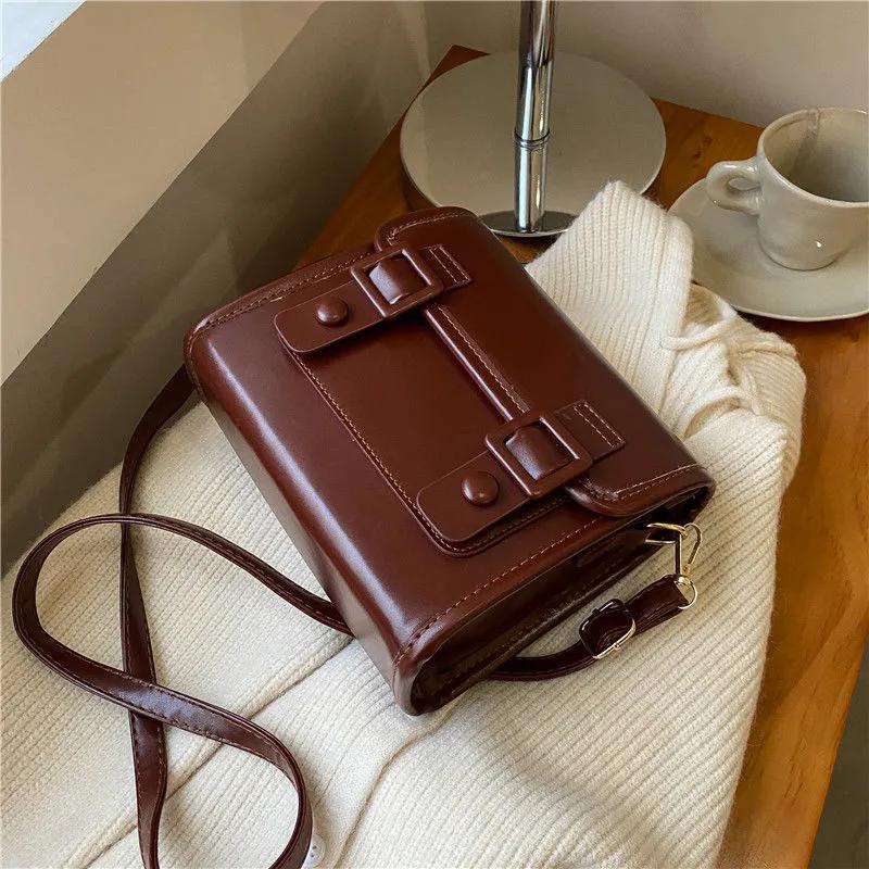 WTEMPO Casual Solid Color High Grade Retro Single Shoulder Bags Women Autumn Winter Versatile Elegant Crossbody Bags