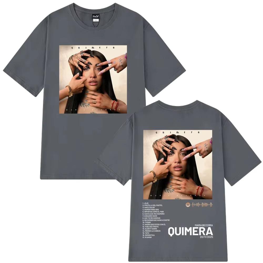 Sängerin Maria Becerra T-Shirt Quimera Album T-Shirts Herren Damen Ästhetische T-Shirts Kurzarm Lässig reine Baumwolle Streetwear