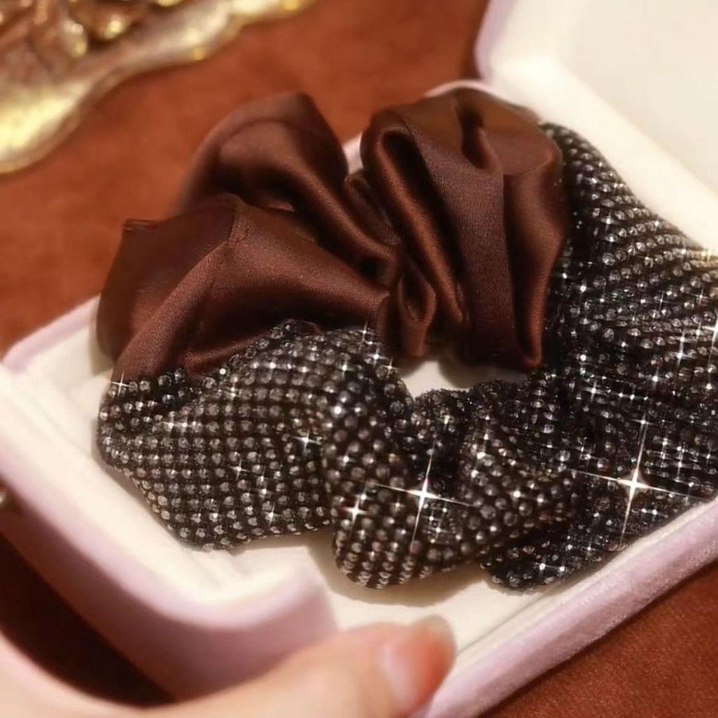 Elegant Mesh Hair Tie with Sparkling Rhinestones, High-End Luxury Hair Accessory for Women, 2025 Style