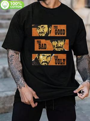 Men'S The Good The Bad and The Ugly Movie Graphic T-Shirt - Clint Eastwood Western Film Portraits