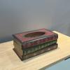 Creative Wooden Tissue Box Vintage Book Box Shape Tissue Box Art Restaurant Tissue Storage Box Ornament