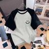 Girls' Cotton Raglan Short Sleeve T-shirt - Summer Loose Casual Print Top