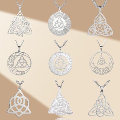 Collar con Colgante de Triquetra Acero Inoxidable Nudo de la Trinidad Celta Joyería Irlandesa Amuleto Religioso Regalo para Ella