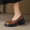 Thick Heel Elegant Light Mouth Small Leather Shoes One Pedal Commuting Single Shoes Summer New Mother Shoes
