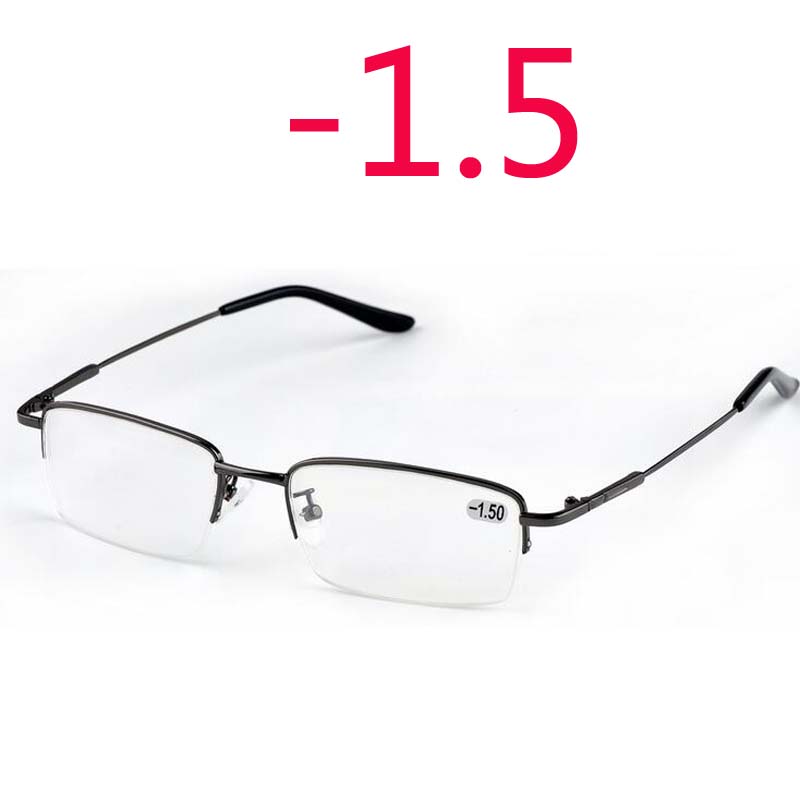 

Ultralight Half Frame Metal Finished Myopia Glasses Men Fashion Gray Frame Square Nearsighted Glasses -1.0 -1.5 -2.0 To -6.0