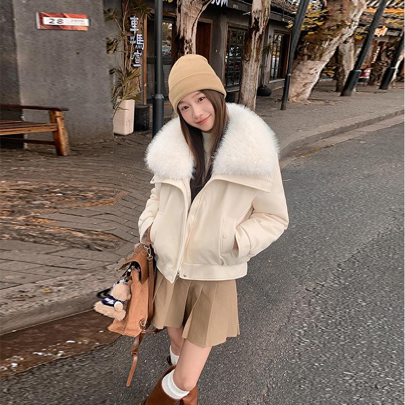 Big Fur Collar Women's Short High-end Celebrity Temperament Small Winter Down Cotton-padded Jacket