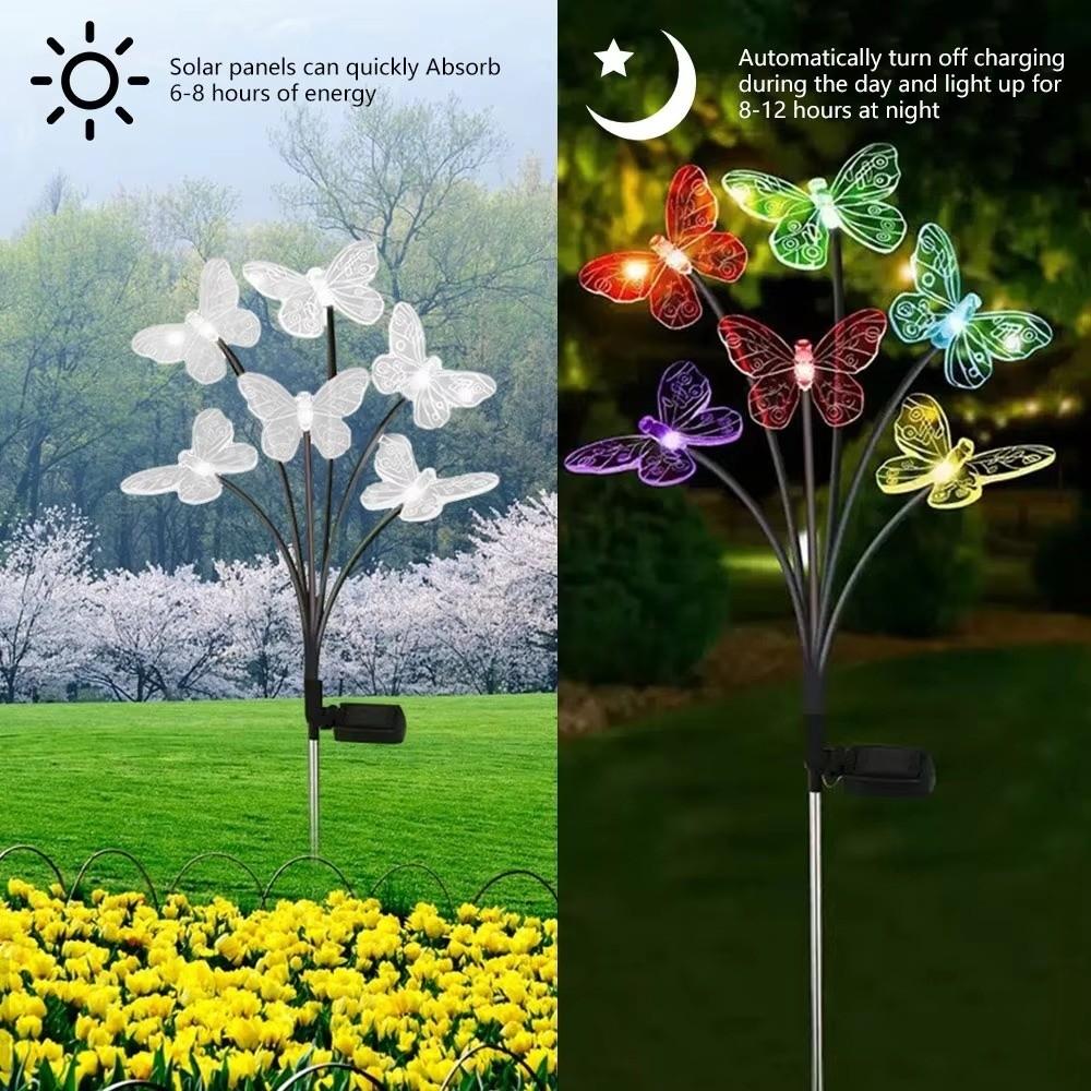 Waterproof Solar Butterfly Lights Outdoor Multi-Color Changing 6/8/10 Heads Solar LED Lights Energy Saving