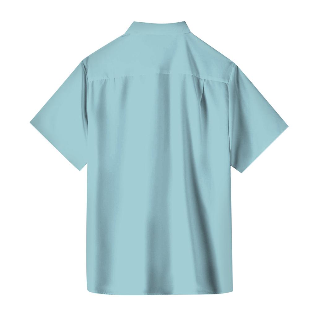 Men's Summer New Loose Print Short Sleeve Shirt Cardigan Beach Shirt