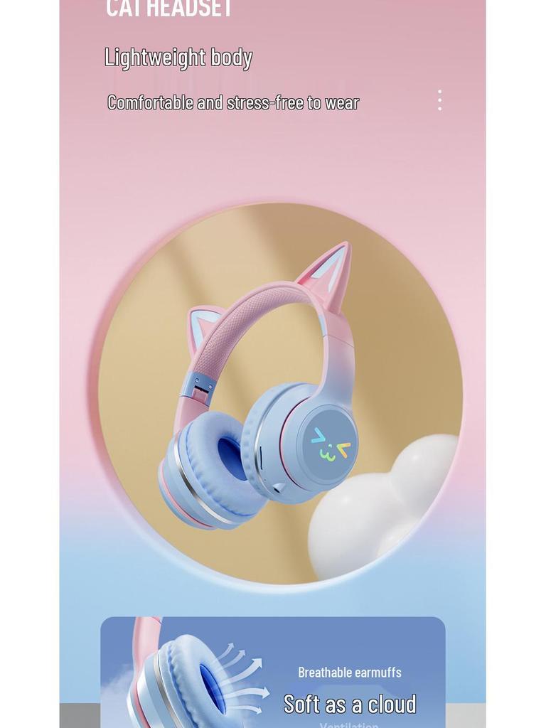 2025 Cat Ear Luminous Bluetooth Earphones with Long Battery Life & Stereo Sound