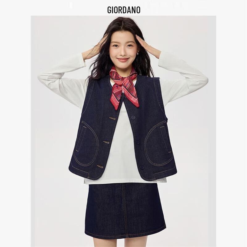 

Женский джинсовый жилет с круглым вырезом Giordano M