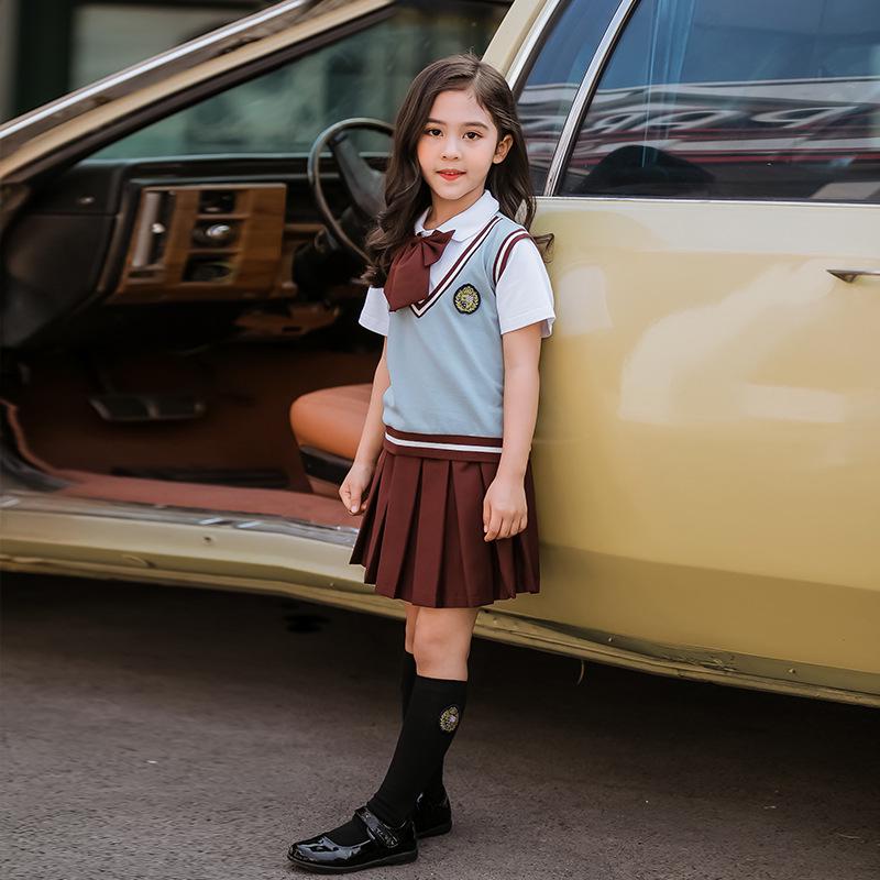 Summer 2020 British Style Primary School Uniform Set for Boys and Girls