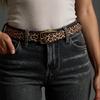 Fashion Leopard Print Belt Adjustable PU Leather Belt Trendy Unisex Waist Belt for Women and Men Accessory