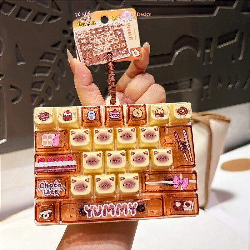 26-Key Stress Relief Button Fidget Toy Cute Portable Decompression Pendant Suitable for School Office Travel