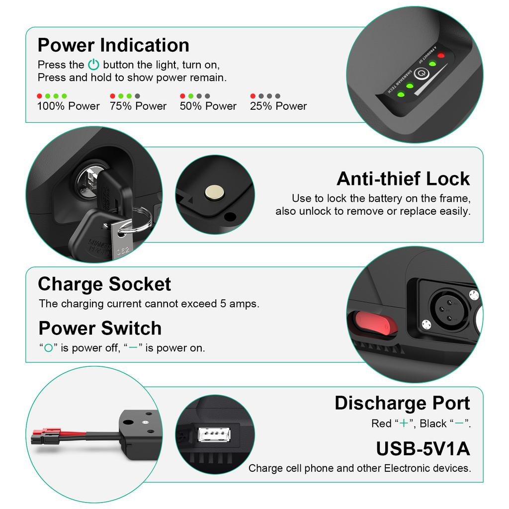 EU STOCK 48v 20.ah Electric Motorcycle Battery Downtube Akku Fahrradbatterien with 3A Charger