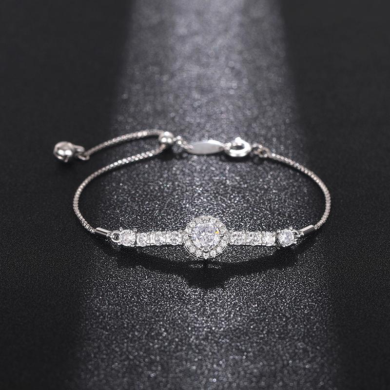 CAOSHI Delicate Adjustable Bracelet for Women Two Color Available Cubic Zirconia Daily Wearable Jewelry Shiny Party Accessories