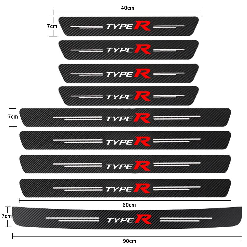 Car Door Sill Trunk Bumper Pedal Anti Scratch Decal Sticker Cover Protector Waterproof For Honda Civic Type R Type S TypeR TypeS