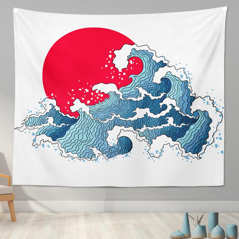 Home Decoration Japanese Ukiyo-e Tapestry Kanagawa Surf Hanging Cloth Wine Shop Japanese Tapestry Hanging Painting
