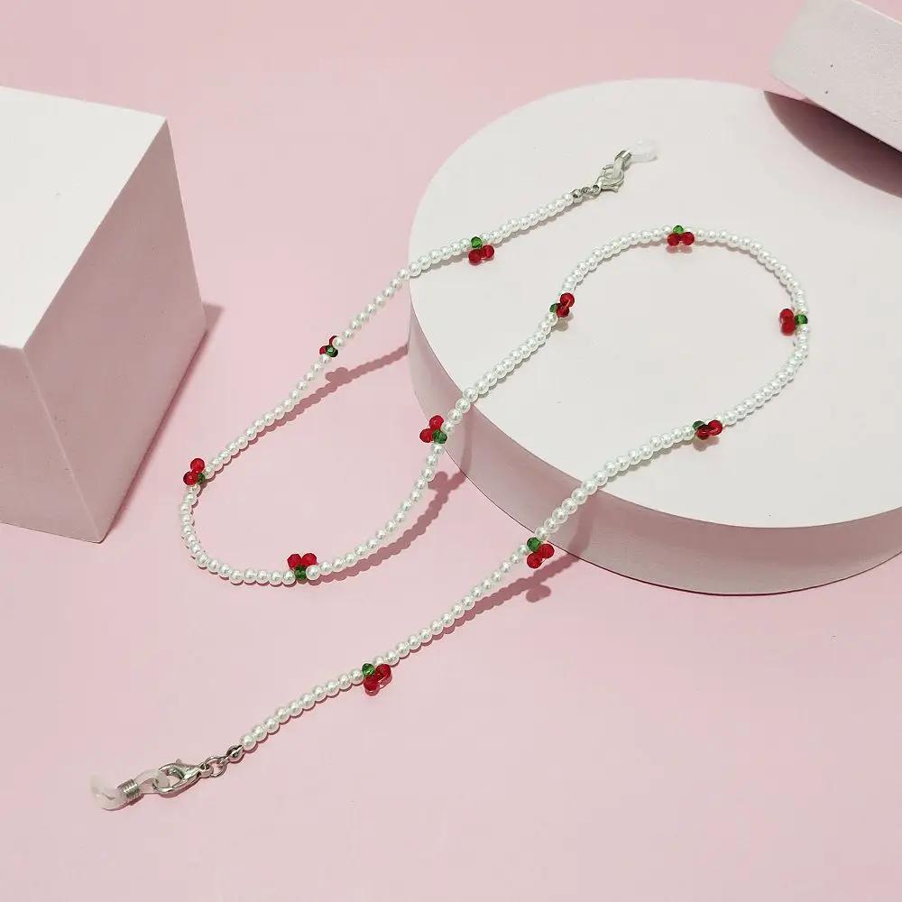 Straps Cherry Eyeglass Lanyard Anti-lost Unisex Acrylic Beaded Chain Face Mask Necklace Crystal Glasses Chain Mask Cord Holder