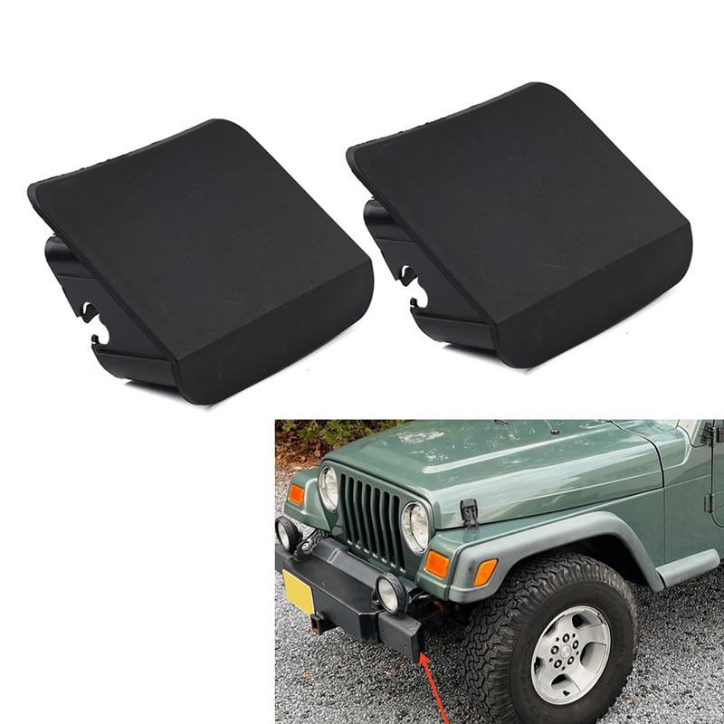2PCS Anti-dust Front Bumper End Cap Cover Car Additional Accessories For Jeep Wrangler TJ 1996-2006 ABS Black