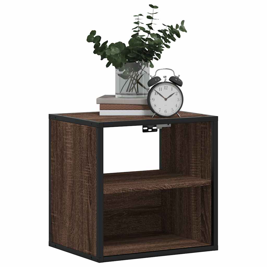 Wall Mounted Nightstand Brown Oak Effect 40 x 31 x 39.5 cm