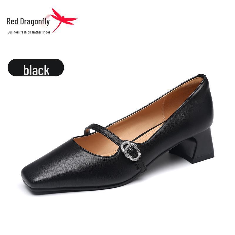 Red Dragonfly Women s Sheepskin Mary Jane High Heels - Summer 2024 Collection, Genuine Leather, Chunky Heel Shoes. 39