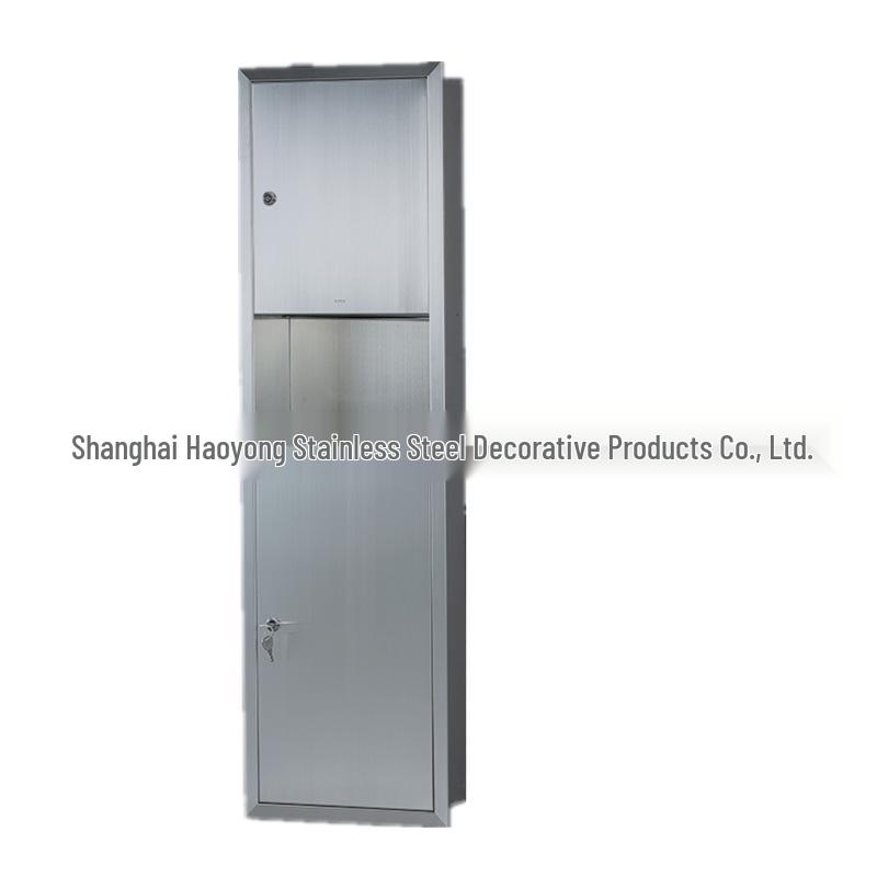 Recessed Stainless Steel Hand Paper Box with Trash Can for Hotels and Offices