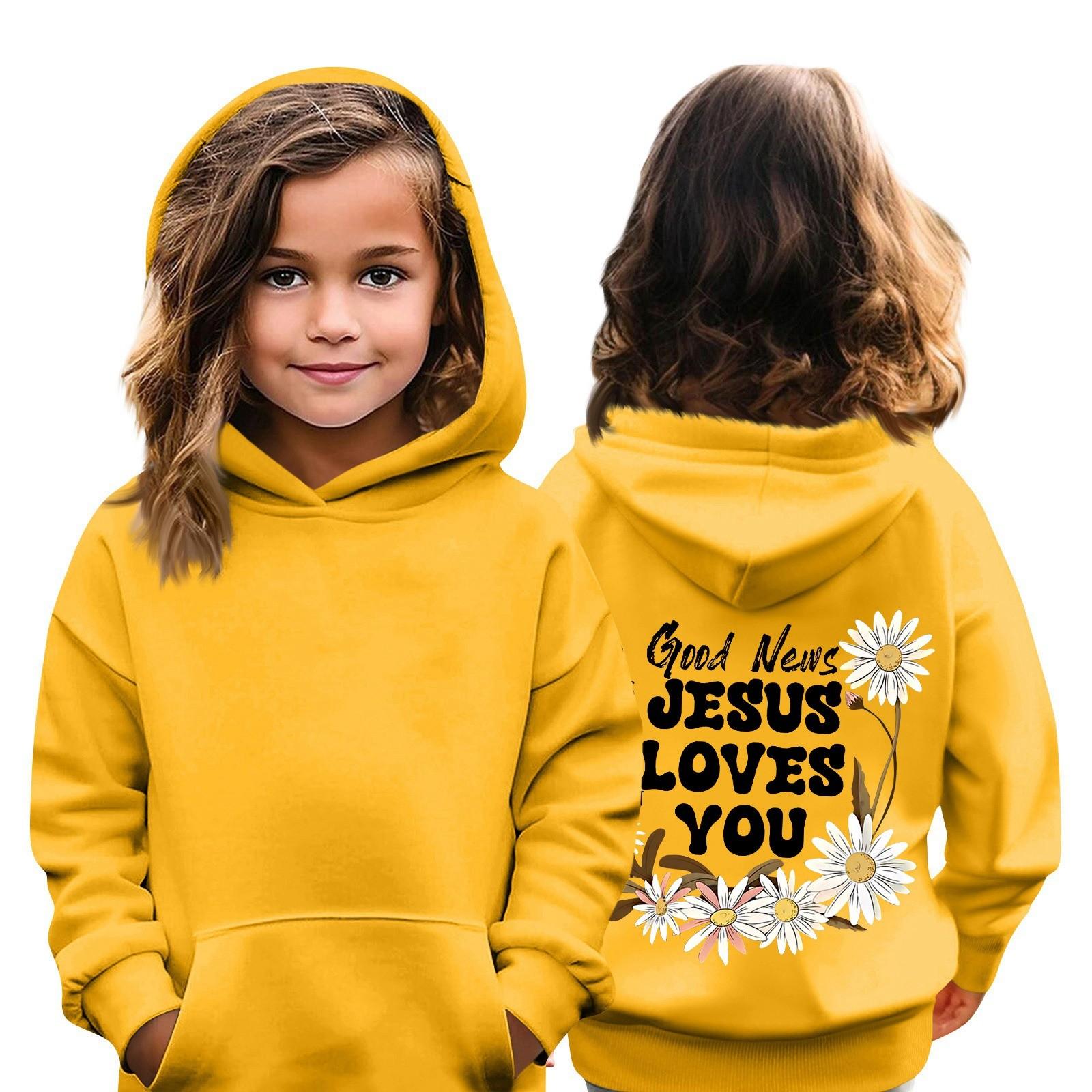 

Детская толстовка с капюшоном для мальчиков и девочек, модная принтованная толстовка с длинными рукавами и карманом 160 жёлтый