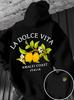 Retro italienischer Herren-Hoodie mit Zitronenmuster von der Amalfiküste und dem Slogan "Sweet Life", lässiges Streetwear-Langarm-Sweatshirt.
