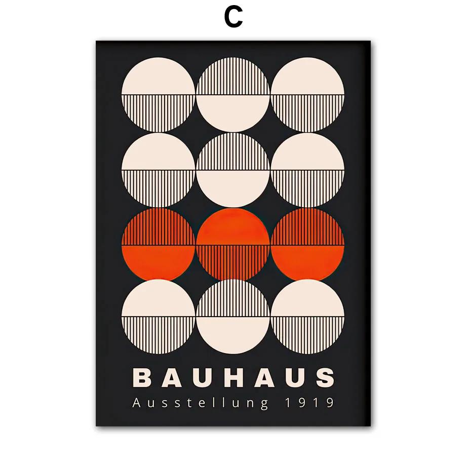 Bauhaus Geometrische Linien Regenbogen Wandkunst Poster Leinwand Nordisch Abstrakt Leinwanddrucke für Moderne Hotelbar Wohnzimmer Dekor