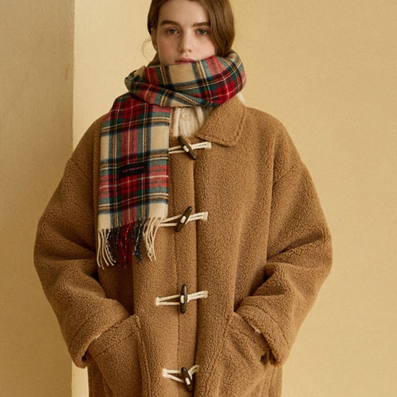 PINK PINEAPPLE CLASSIC wool CHECK MUFFLER_IVORY IVORY_FREE