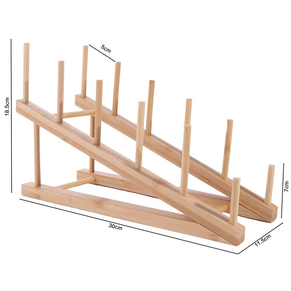 Drying Bamboo Dish Rack Ladder Type Dish Drain Rack Practical Kitchen Storage Stand  School/Office