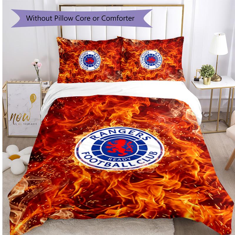 Set Biancheria da Letto Rangers FC Stampato 3 Pezzi Copripiumino Traspirante con Federe Biancheria da Letto Decorativa per Camera da Letto Casa