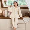 Cotton Gauze Kids Pajama Set Girls Long Sleeve Floral Print Sleepwear Comfortable Home Outfit