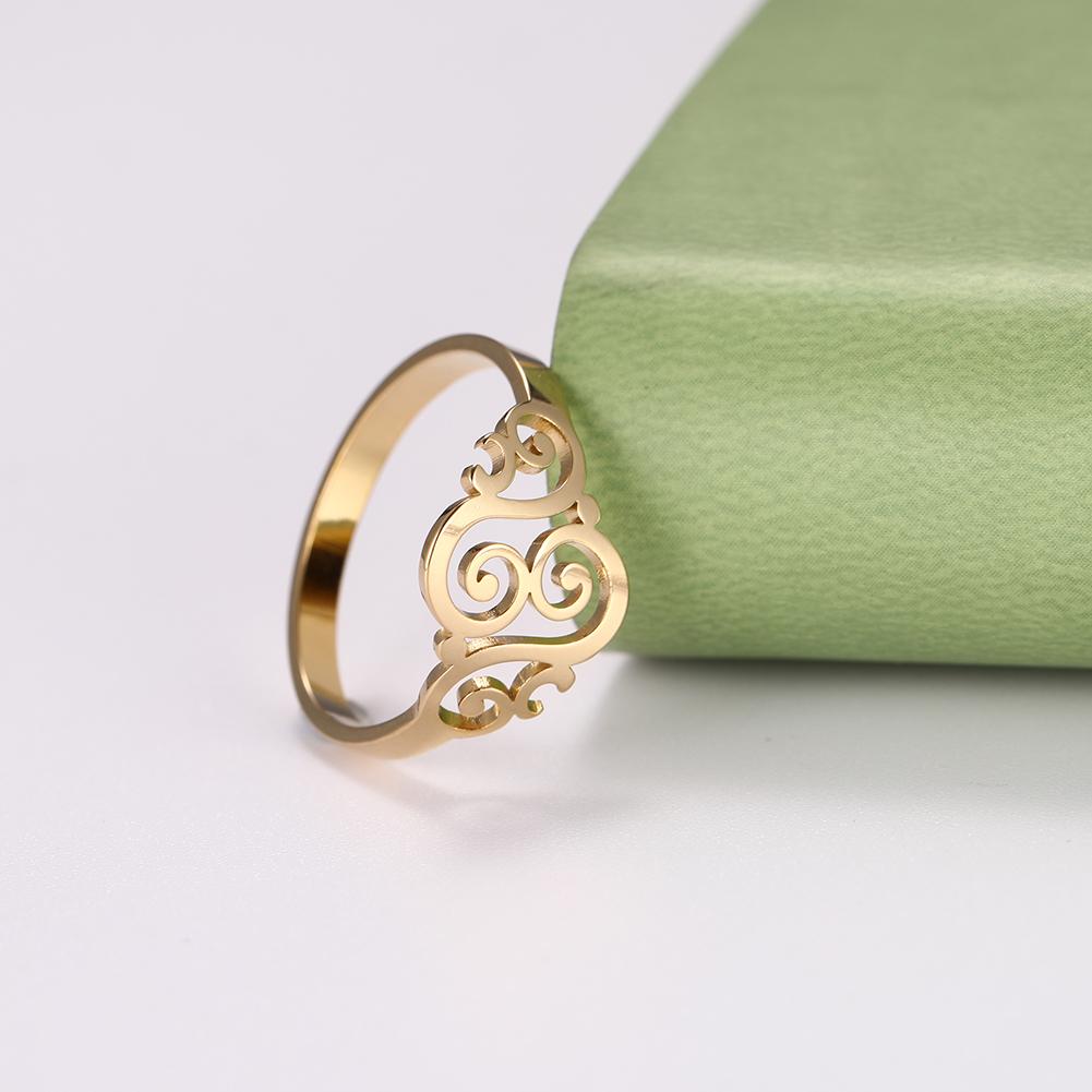 Cazador Vintage Flower Filigree Ring Women Gold Color Stainless Steel Finger Rings Jewelry Anniversary Birthday Mother Gift