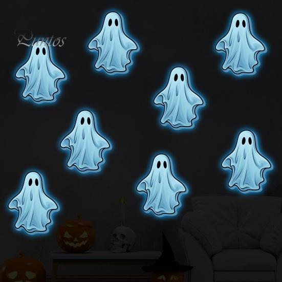 Halloween Home Decoration Gifts Luminous Ghost Wall Stickers for Decoration, Glow in The Dark PVC Decals Windows And Glass Doors, Removable Waterproof