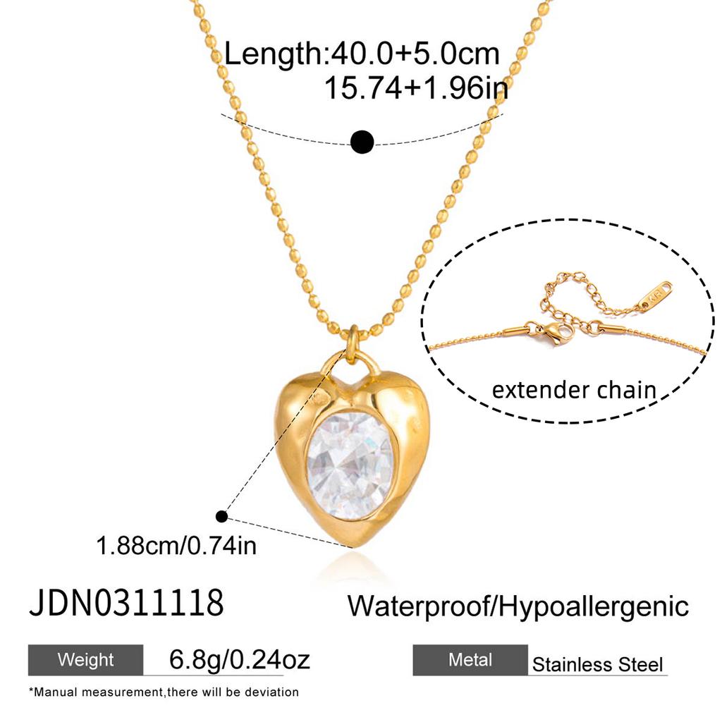 Youthway Delicate Round Crystal Pendant Necklace For Women 18K Gold Plated Stainless Steel Necklace Fashion Jewelry Gift